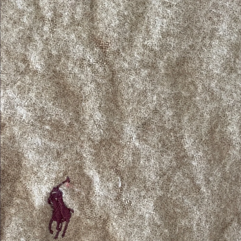 POLO RALPH LAUREN Camel Fringe Lambswool Scarf Vintage